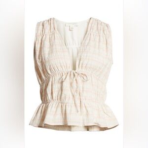 084 Treasure & Bond Stripe Shirred Sleeveless Blouse NWT